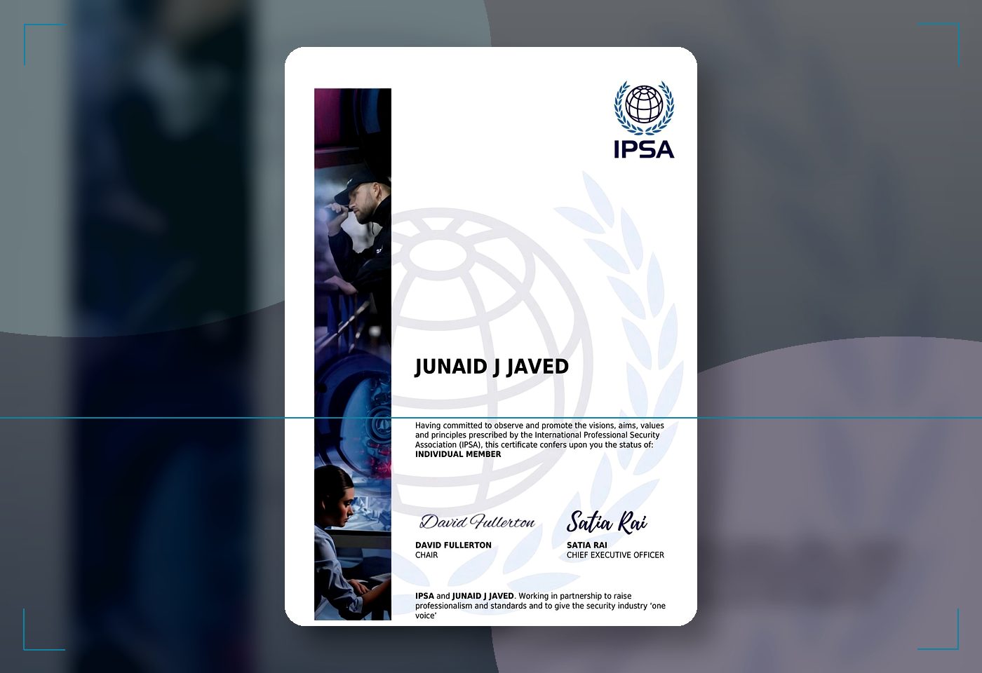 JF certificate and accreditation visual